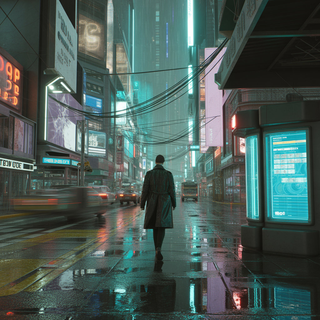 Cyberpunk city scene